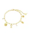 Sterling Forever 14k Plated Cz Louisa & Stone Charm Bracelet