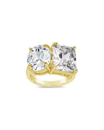 Sterling Forever 14k Plated Cz Marla Toi Et Moi Ring In Gold