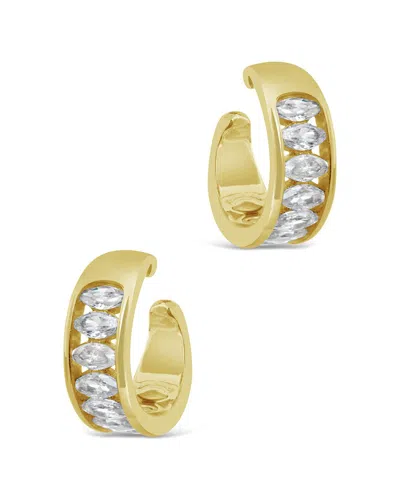 Sterling Forever 14k Plated Cz Mira Cuff Earrings In Gold