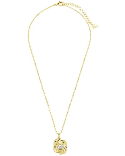 Sterling Forever 14k Plated Cz Mireille Pendant Necklace In Gold