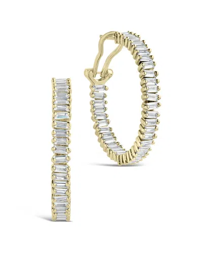 Sterling Forever 14k Plated Cz Mischa Statement Hoops In Gold