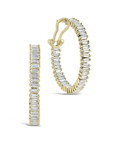 STERLING FOREVER STERLING FOREVER 14K PLATED CZ MISCHA STATEMENT HOOPS