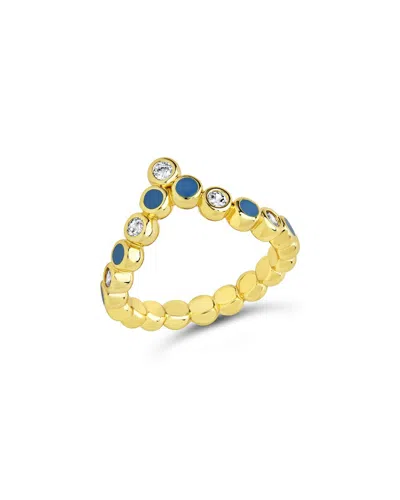 Sterling Forever 14k Plated Cz Mylah Half-eternity Ring