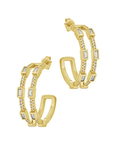 STERLING FOREVER STERLING FOREVER 14K PLATED CZ NEAH HOOPS