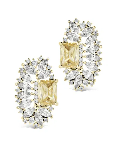 Sterling Forever 14k Plated Cz Nina Statement Studs In Metallic