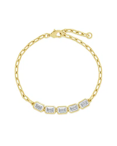 STERLING FOREVER STERLING FOREVER 14K PLATED CZ NYSSA STATION BRACELET