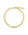 Sterling Forever Rebel Station Cubic Zirconia Curb Chain Bracelet
