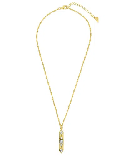 Sterling Forever 14k Plated Cz Romilly Pendant Necklace