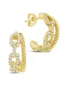 Sterling Forever 14k Plated Cz Rope & Chain Link Hoops