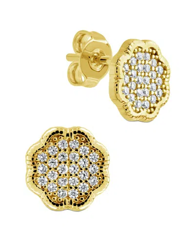 Sterling Forever 14k Plated Cz Rose Petal Studs In Gold