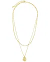 Sterling Forever 14k Plated Cz Roslyn Molten Metal Charm Layered Necklace