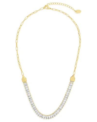 Sterling Forever 14k Plated Cz Sarai Chain Necklace In Grey