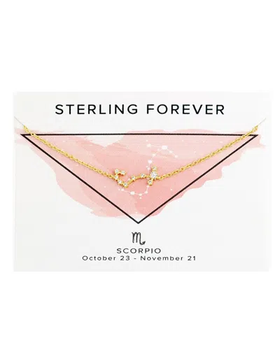 Sterling Forever 14k Plated Cz Scorpio Delicate Constellation Necklace