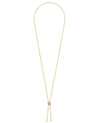 Sterling Forever 14k Plated Cz Slider Bolo 30in Necklace
