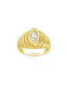 Sterling Forever 14k Plated Cz Studded Croissant Ring In Gold