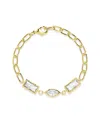 Sterling Forever 14k Plated Cz Tate Chain Bracelet In Gold