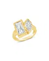 Sterling Forever 14k Plated Cz Tate Toi Et Moi Ring