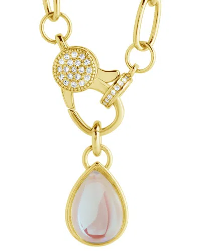 Sterling Forever 14k Plated Cz Tay Necklace