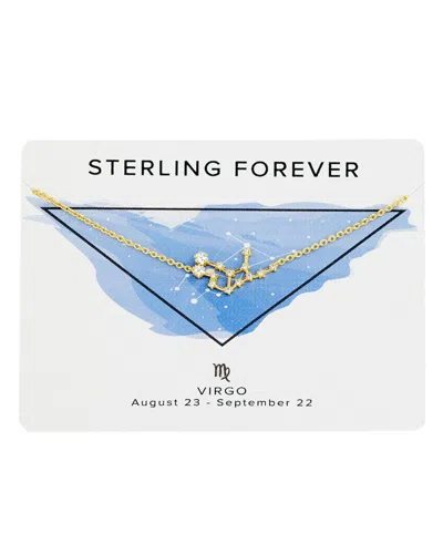 Sterling Forever 14k Plated Cz Virgo Delicate Constellation Necklace