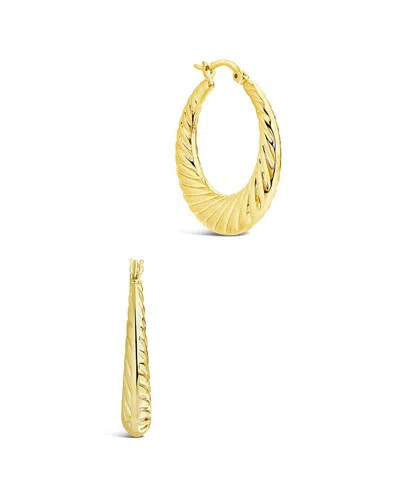 Sterling Forever 14k Plated Delia Hoops In Gold