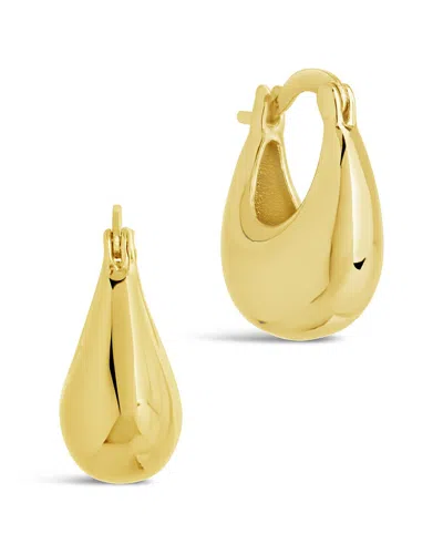 Sterling Forever 14k Plated Eleah Polished Micro Hoops In Gold