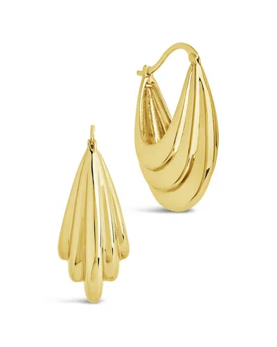 Sterling Forever 14k Plated Elodie Textured Statement Hoops
