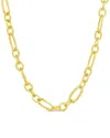 Sterling Forever 14k Plated Elysia Delicate Mixed Link Chain Necklace