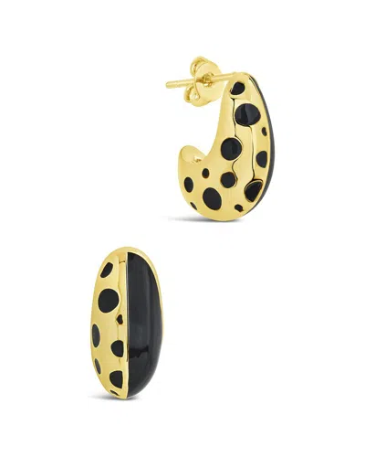 Sterling Forever Lisha Enamel Hoop Earrings In Gold