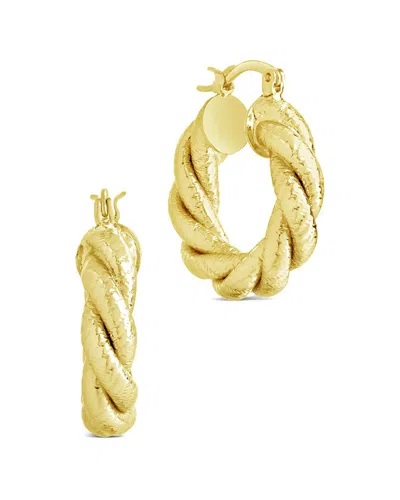 Sterling Forever 14k Plated Esme Textured Braided Hoops In Gold