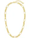 Sterling Forever 14k Plated Tegan Textured Long Link Necklace In Gold