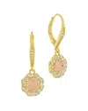 Sterling Forever 14k Plated Frame Rose Petal Short Drop Earrings