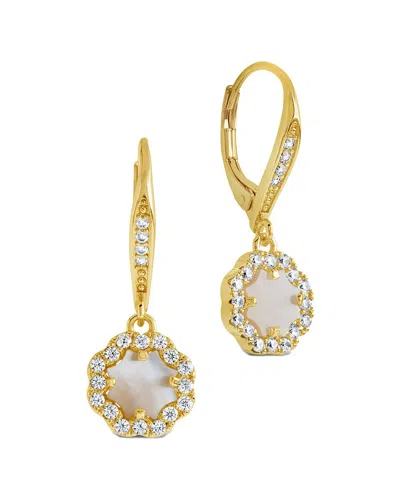 STERLING FOREVER STERLING FOREVER 14K PLATED FRAME ROSE PETAL SHORT DROP EARRINGS