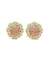 Sterling Forever 14k Plated Frame Rose Petal Studs