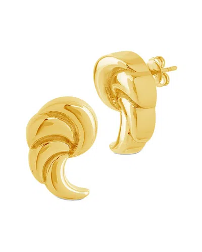 Sterling Forever 14k Plated French Horn Studs In Gold
