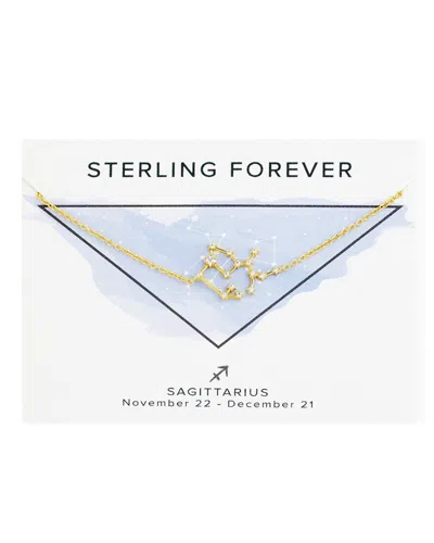 Sterling Forever 14k Plated Garnet Cz Sagittarius Delicate Constellation Necklace