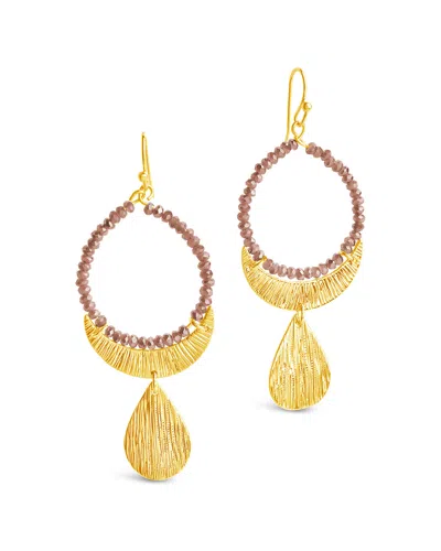 Sterling Forever 14k Plated Glass Bead Charm Earrings