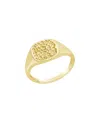 Sterling Forever 14k Plated Hammered Signet Ring