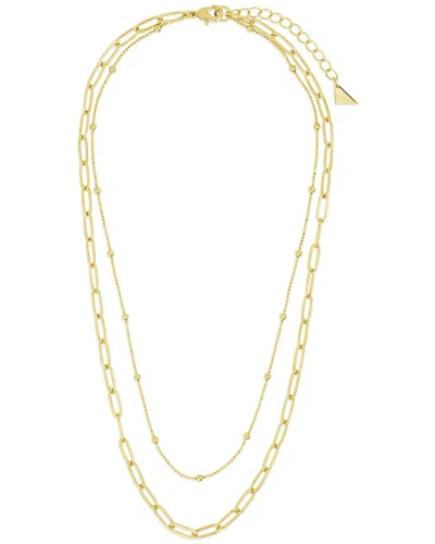 Sterling Forever 14k Plated Leah Paperclip Layered Chain Necklace In Gold