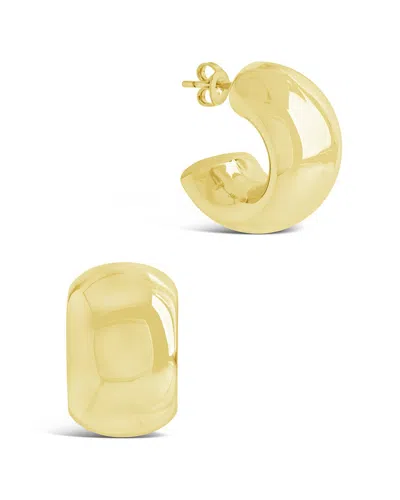 Sterling Forever 14k Plated Marley Tube Hoops In Gold