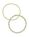 Sterling Forever Misty Beaded Stretch Bracelet Set Of 2 In Gold