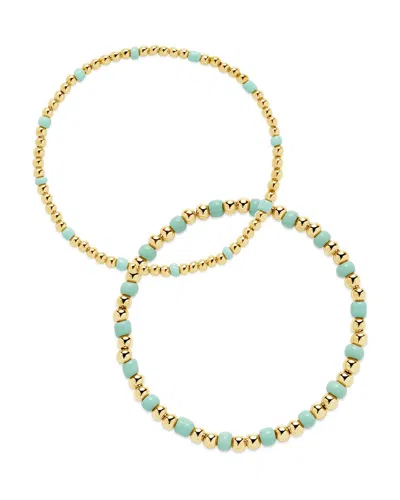STERLING FOREVER STERLING FOREVER 14K PLATED MISTY BEADED SET OF 2 STRETCH BRACELET