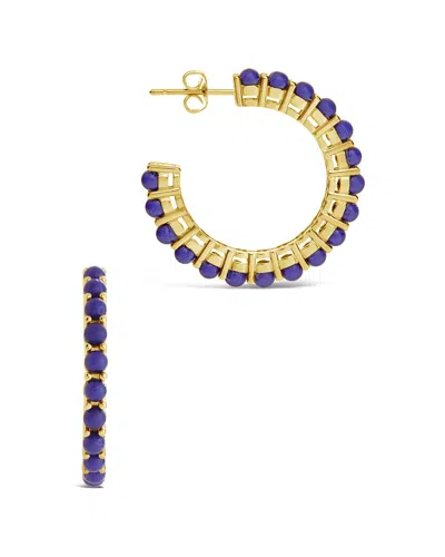 Sterling Forever 14k Plated Noella Beaded Hoops In Purple