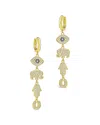 Sterling Forever 14k Plated Opal Cz Dangle Micro Hoops