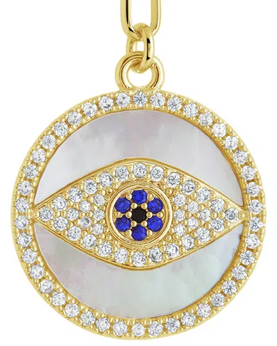 Sterling Forever 14k Plated Pearl Cz Evil Eye Necklace