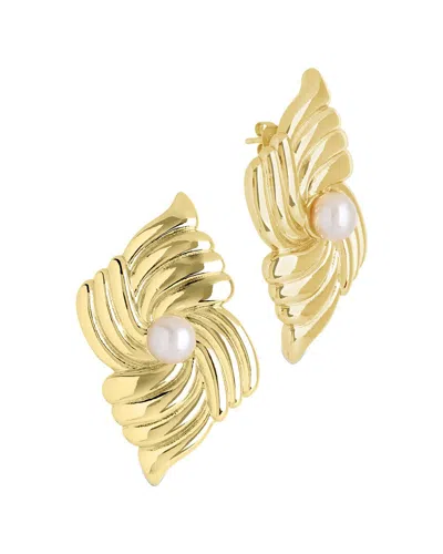 STERLING FOREVER STERLING FOREVER 14K PLATED PEARL FANTAISE STATEMENT STUDS