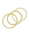 Sterling Forever 14k Plated Pearl Station Set Bracelet