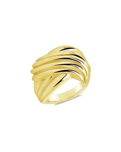 Sterling Forever 14k Plated Plié Textured Statement Ring In Gold