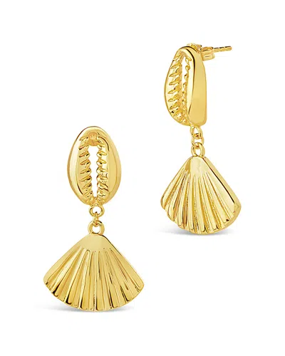 STERLING FOREVER STERLING FOREVER 14K PLATED PUKA & SCALLOP SHELL DROP EARRINGS