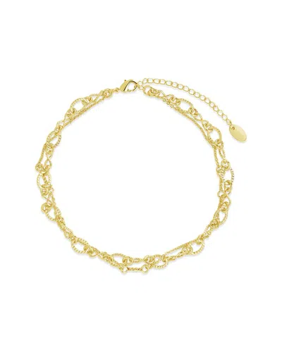 Sterling Forever 14k Plated Radella Layered Chain Ankle Bracelet In Gold