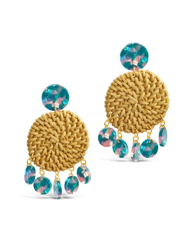 Sterling Forever Woven Straw Medalion Dangle Earrings In Rubble